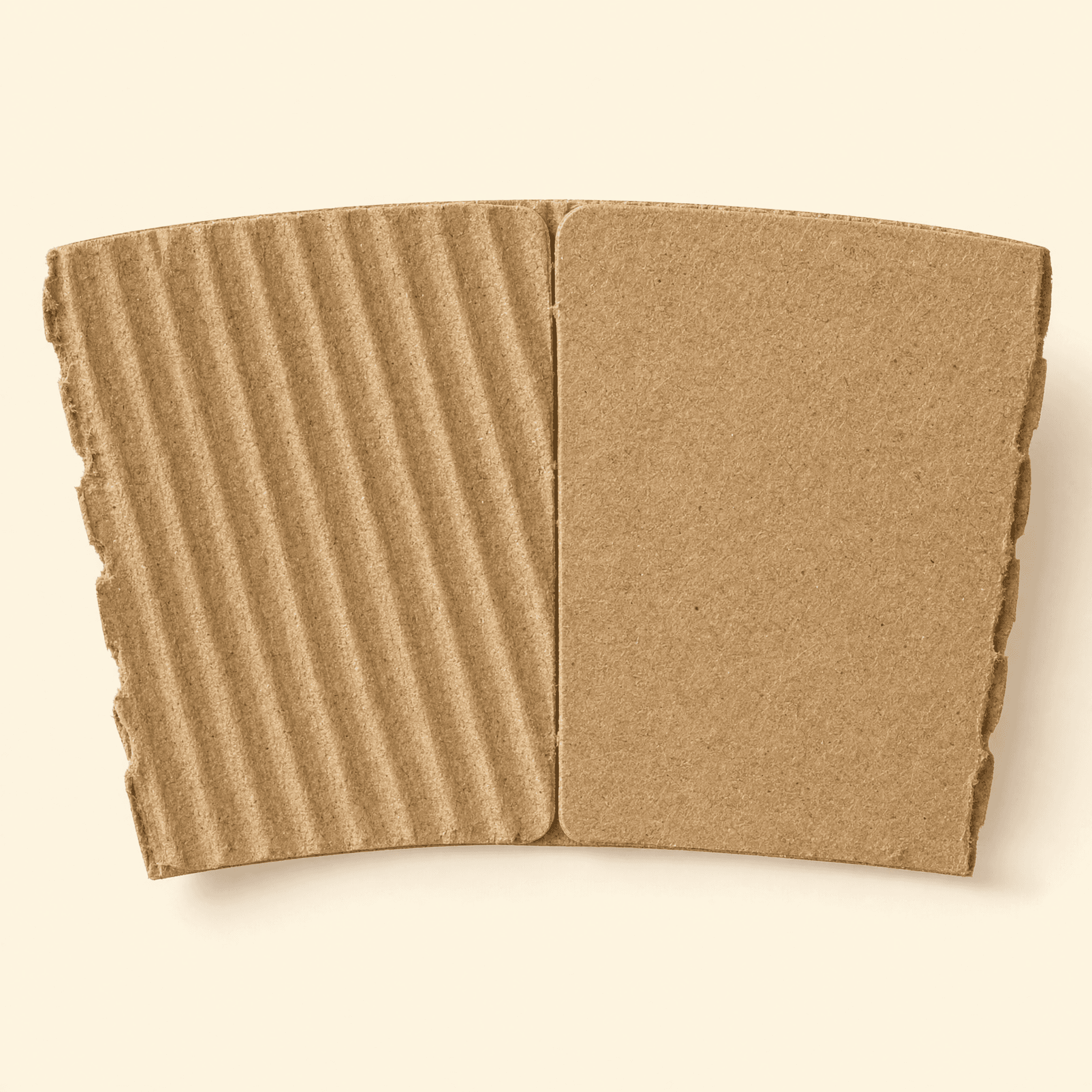Macro close-up of the fluted corrugated inner ridges and edge of the kraft cup sleeve