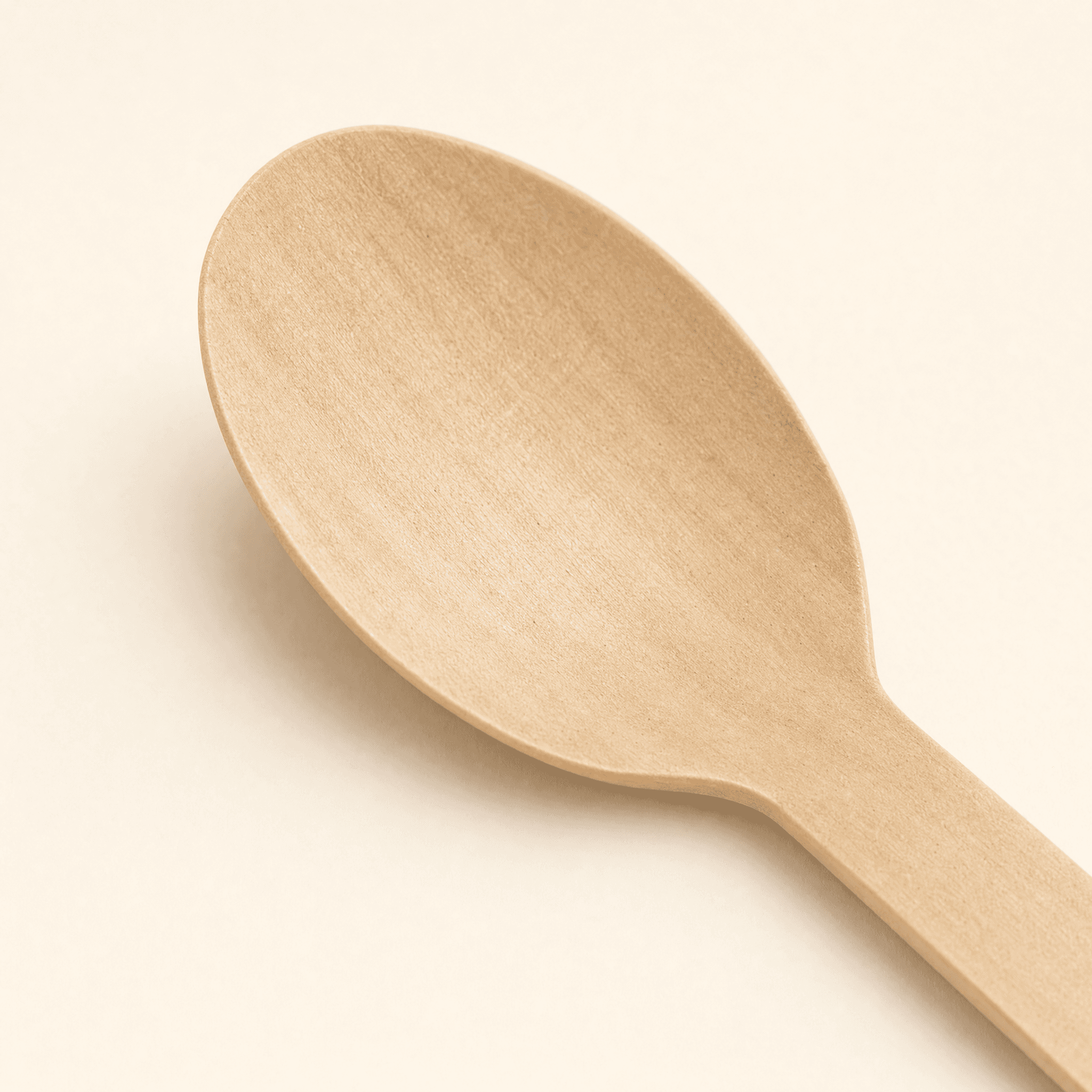 Close-up of the spoon's oval egg-shaped bowl showing the smooth concave shape and natural birch wood grain